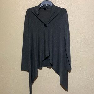 Metaphor Sweater Cardigan L Gray Stretchy High Low Long Sleeve Draped Front